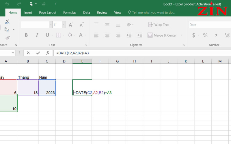hàm date trong excel