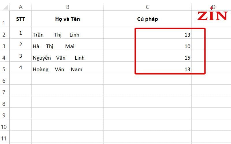 Hàm Len Trong Excel (11)