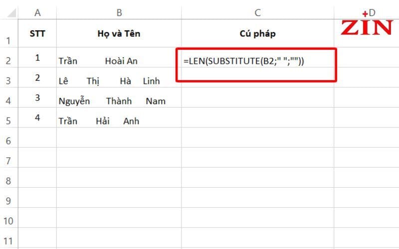 Hàm Len Trong Excel (8)