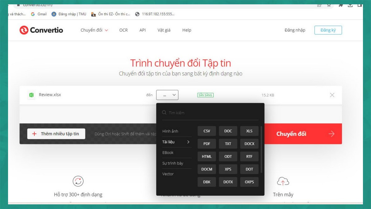 Cách copy từ Excel sang Word online bằng Convertio
