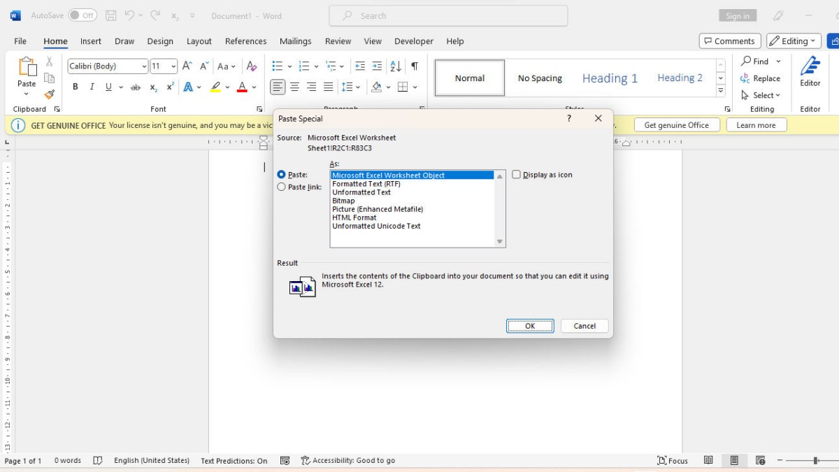 Cách copy từ Excel sang Word vừa trang giấy bằng AutoFit