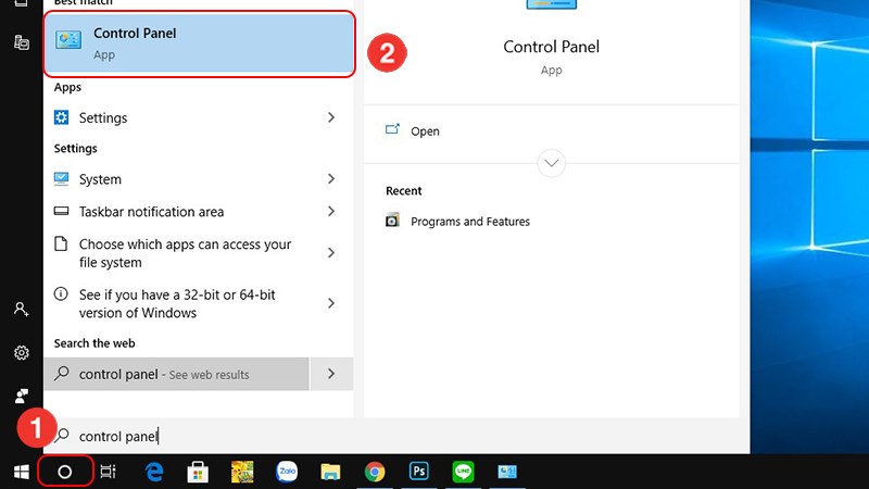 Mở Control Panel