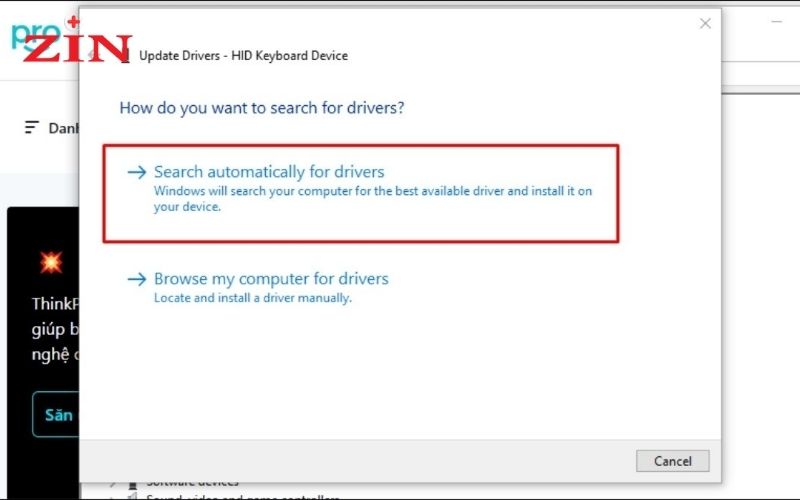 Chọn Search automatically for drivers