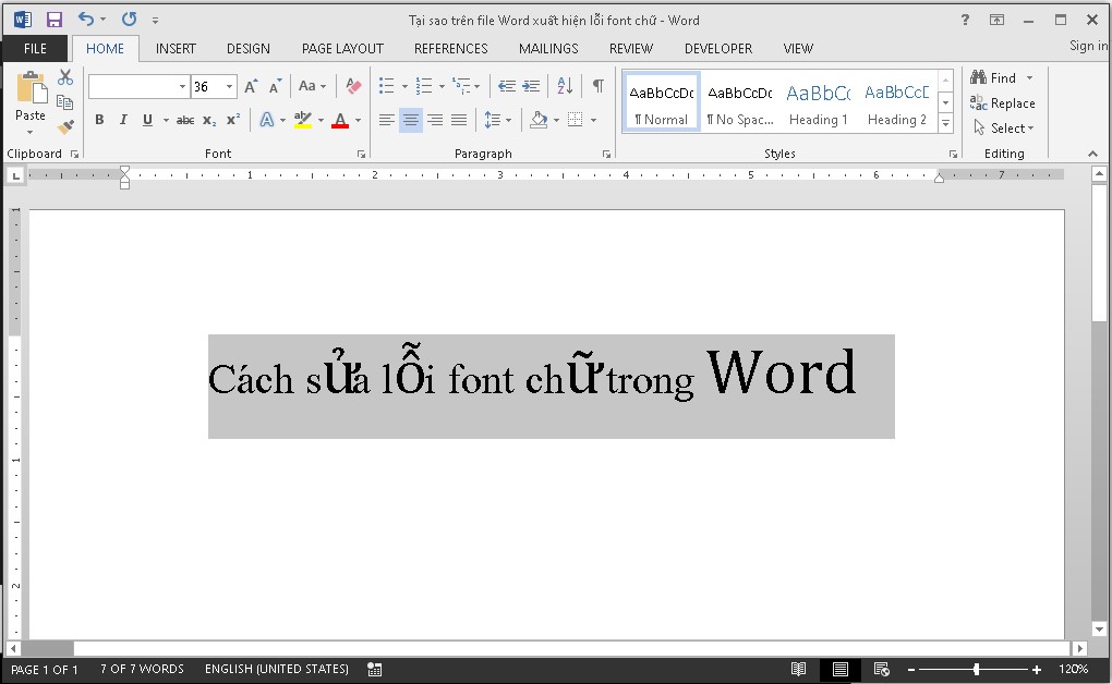 Nguyên nhân lỗi phông chữ trong Word