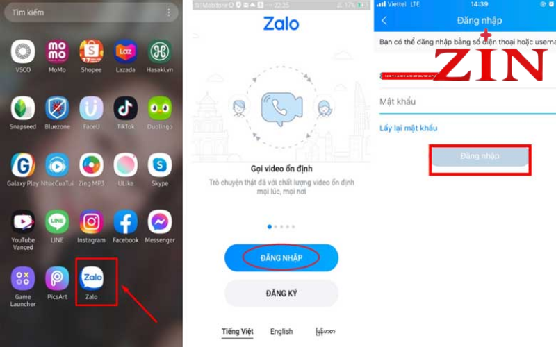 Mở ứng dụng Zalo trên điện thoại