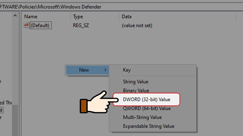 Chọn New và chọn DWORD (32-bit) Value