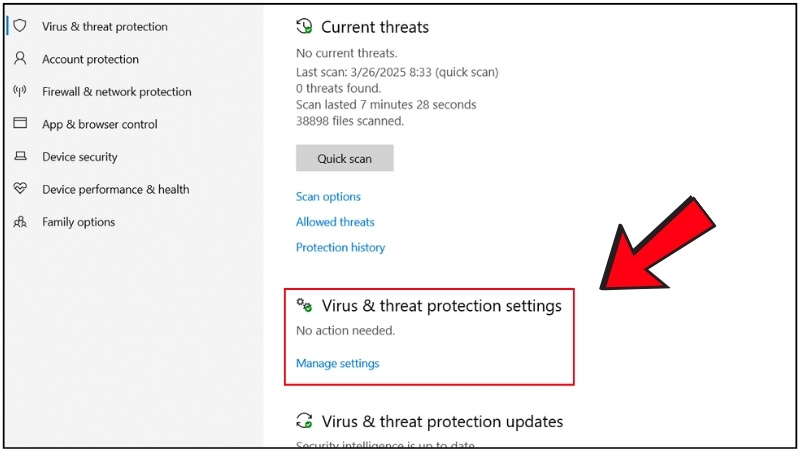 Nhấp vào Manage settings