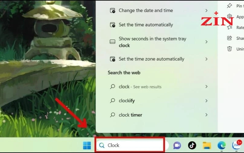 Nhấn search trên thanh taskbar