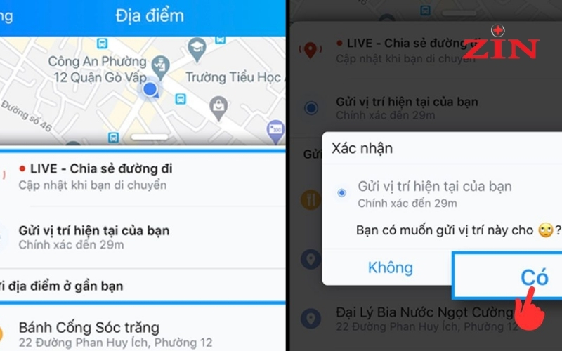 Cách chia sẻ vị trí trên Zalo qua iPhone